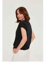 Moodo Bavlnené tričko s V-výstrihom čierne Moodo