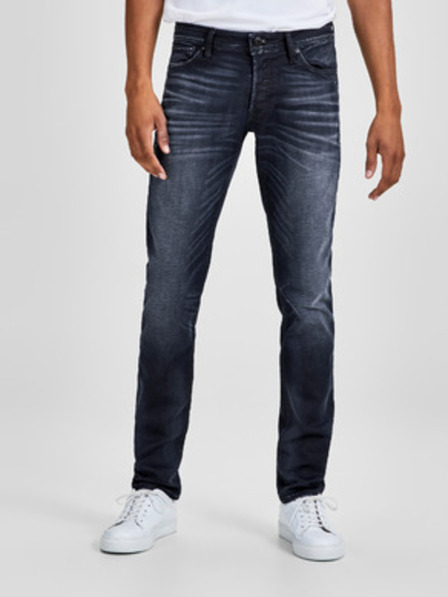 Jack & Jones Tmavo modré slim fit džínsy s vyšívacím efektom