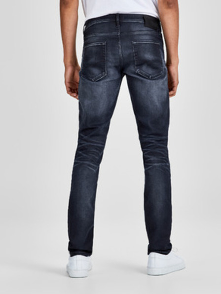 Jack & Jones Tmavo modré slim fit džínsy s vyšívacím efektom