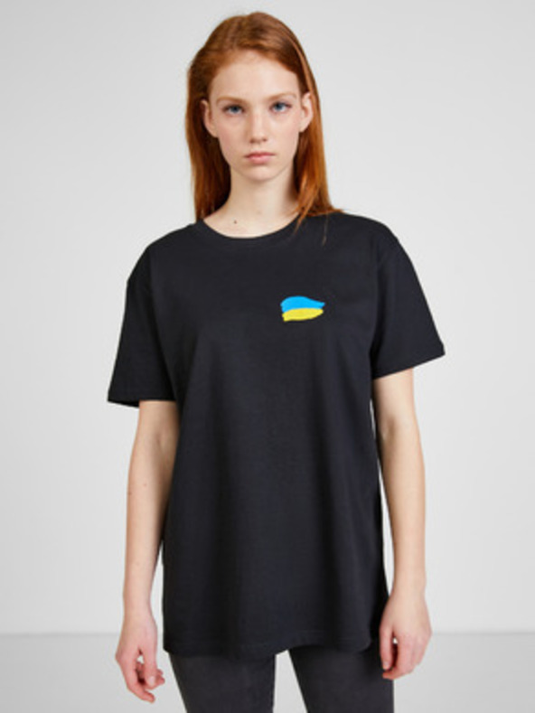 DOBRO Čierne dámske oversize tričko Netřeba slov z kolekcie DOBRO. pre Ukrajinu