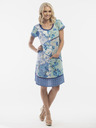 Orientique Modré dámske kvetované šaty s prímesou ľanu Orientique