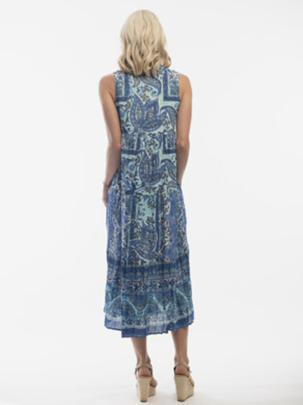 Orientique Modré dámske vzorované midišaty