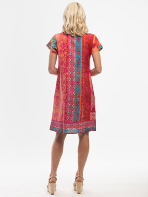 Orientique Červeno-oranžové dámske vzorované šaty