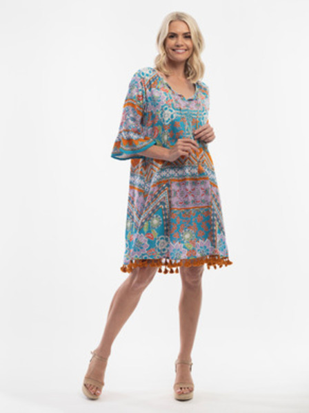 Orientique Tyrkysové dámske vzorované šaty
