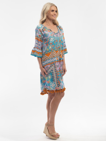 Orientique Tyrkysové dámske vzorované šaty