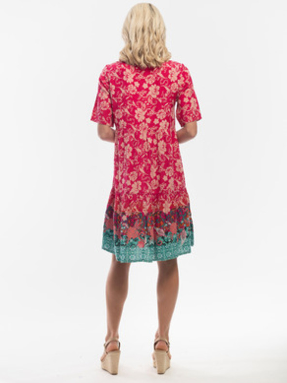 Orientique Tmavo ružové dámske kvetované šaty