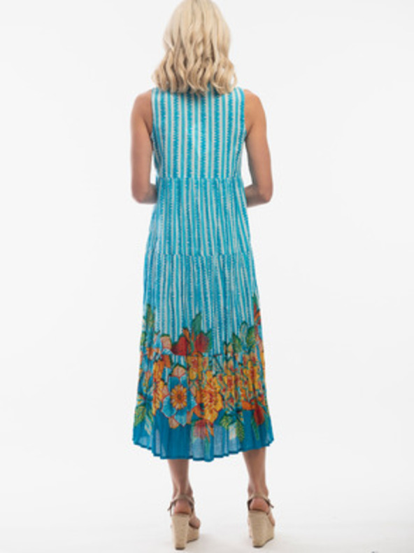 Orientique Bielo-svetlo modré dámske vzorované obojstranné šaty