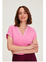 Moodo Bavlnené tričko s V výstrihom ružové Moodo