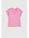Moodo Bavlnené tričko s V výstrihom ružové Moodo