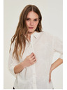 Moodo Bavlnená košeľa s rukávmi 3/4 biela Moodo