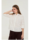 Moodo Bavlnená košeľa s rukávmi 3/4 biela Moodo