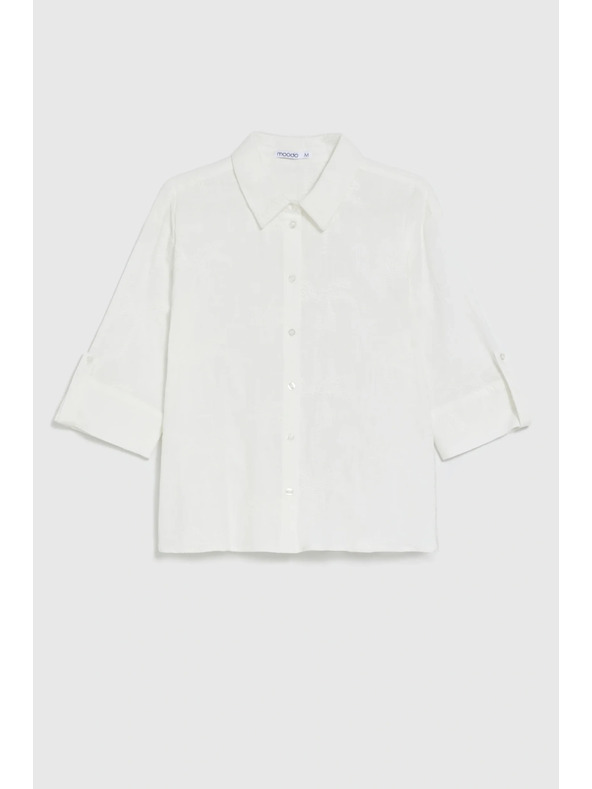 Moodo Bavlnená košeľa s rukávmi 3/4 biela Moodo
