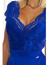 numoco Šifónové šaty s čipkovým výstrihom - modré Numoco LINDA
