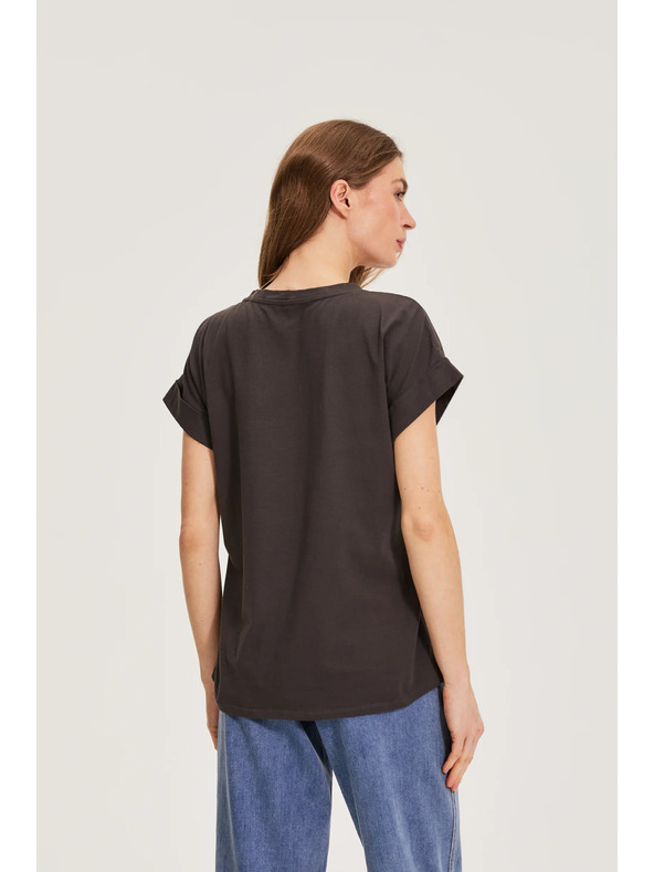 Moodo Bavlnená blúzka s potlačou sivá Moodo