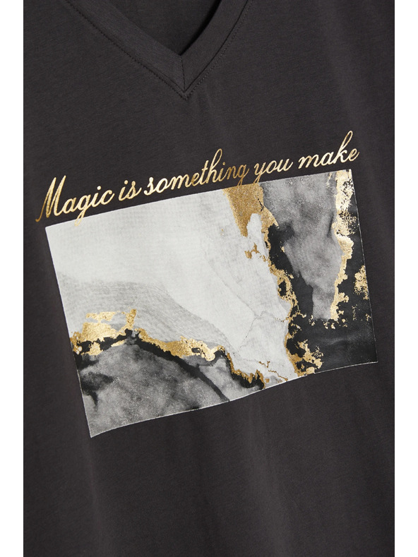 Moodo Bavlnená blúzka s potlačou sivá Moodo