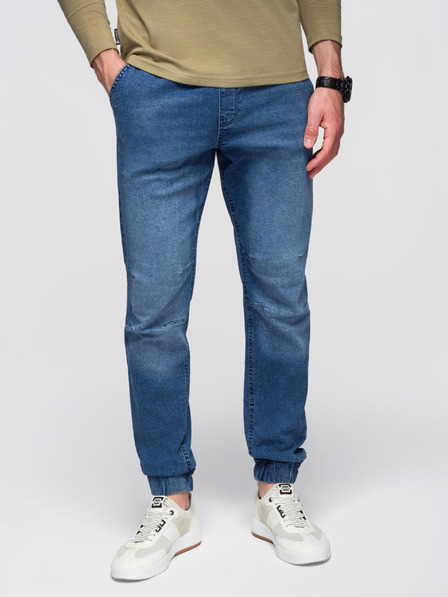 Ombre Clothing Pánske džínsové nohavice JOGGERS s pracím efektom - modré V2 OM-PADJ-0267 Ombre Clothing