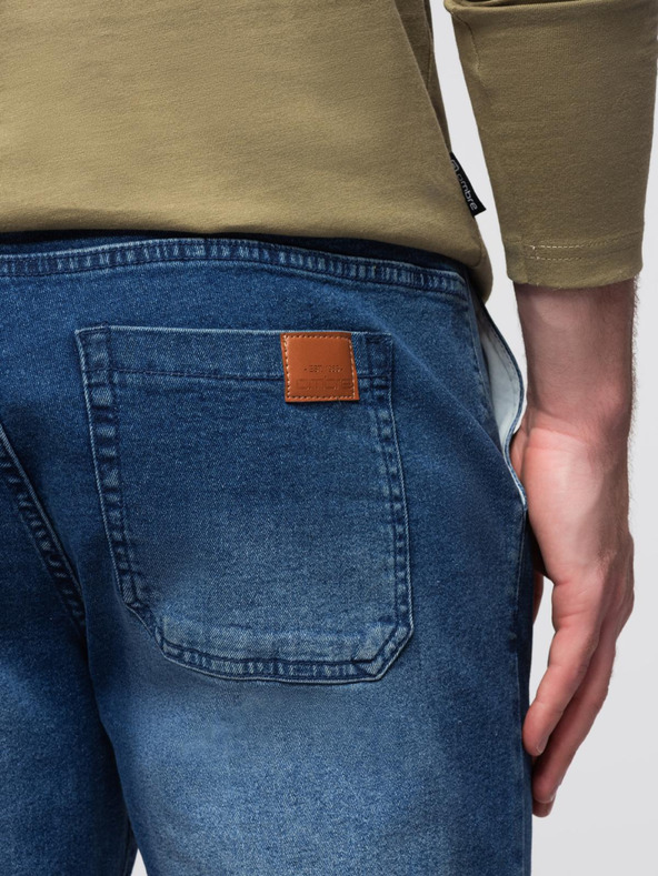 Ombre Clothing Pánske džínsové nohavice JOGGERS s pracím efektom - modré V2 OM-PADJ-0267 Ombre Clothing