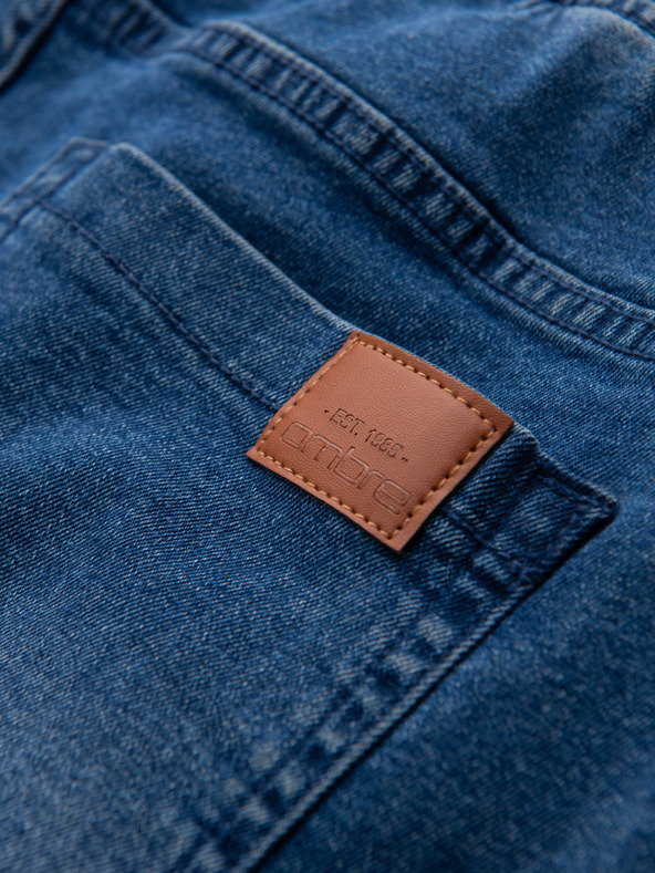 Ombre Clothing Pánske džínsové nohavice JOGGERS s pracím efektom - modré V2 OM-PADJ-0267 Ombre Clothing