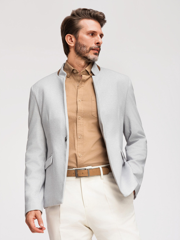 Ombre Clothing Ombre Clothing pánska hnedá bunda so stojačikom