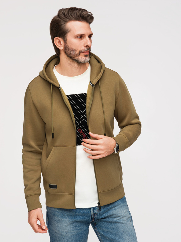 Ombre Clothing Pánska bavlnená elastická mikina BASIC Ombre Clothing