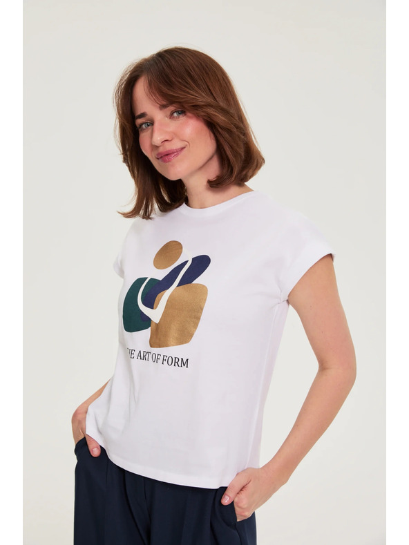 Moodo Bavlnená blúzka s potlačou biela Moodo