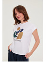 Moodo Bavlnená blúzka s potlačou biela Moodo