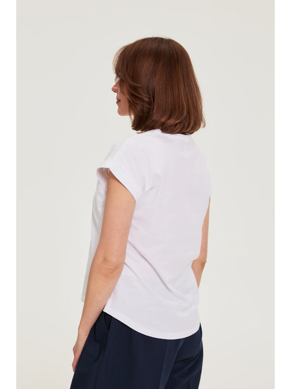 Moodo Bavlnená blúzka s potlačou biela Moodo