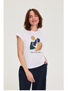 Moodo Bavlnená blúzka s potlačou biela Moodo