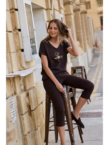 Moodo Blúzka s potlačou hnedá Moodo