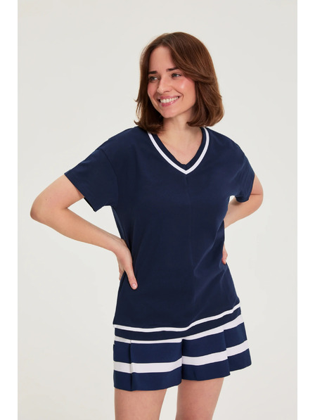 Moodo Košeľa s V výstrihom tmavo modrá Moodo