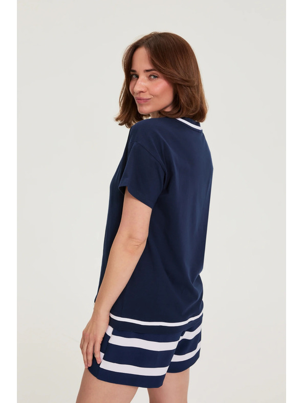 Moodo Košeľa s V výstrihom tmavo modrá Moodo