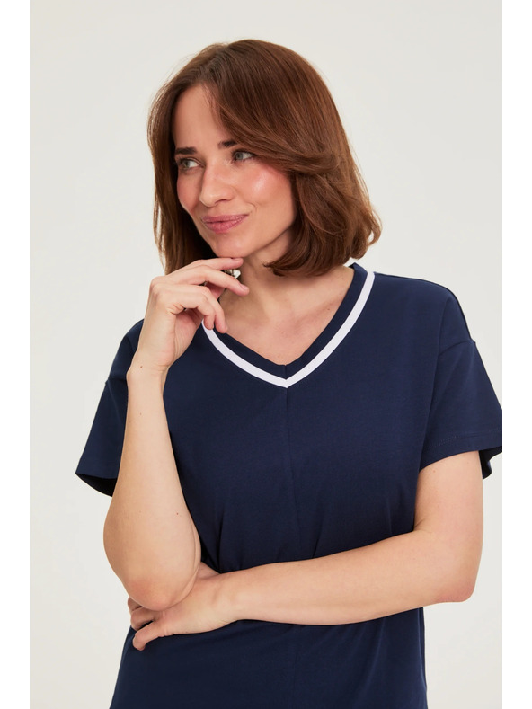 Moodo Košeľa s V výstrihom tmavo modrá Moodo
