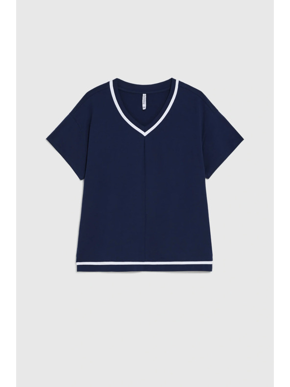 Moodo Košeľa s V výstrihom tmavo modrá Moodo