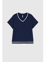 Moodo Košeľa s V výstrihom tmavo modrá Moodo