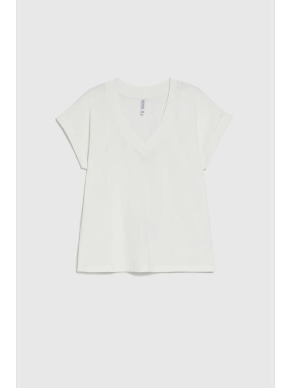 Moodo Bavlnená košeľa s V výstrihom biela Moodo