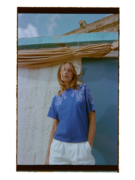 Moodo Bavlnené tričko modré Moodo