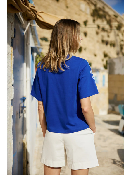 Moodo Bavlnené tričko modré Moodo