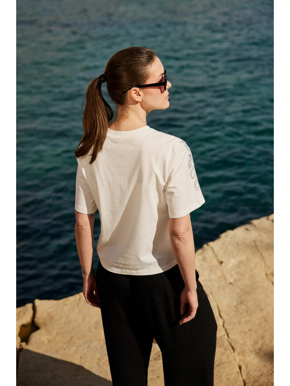 Moodo Bavlnená blúzka s potlačou biela Moodo