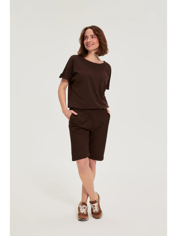 Moodo Bavlnené šortky hnedé Moodo