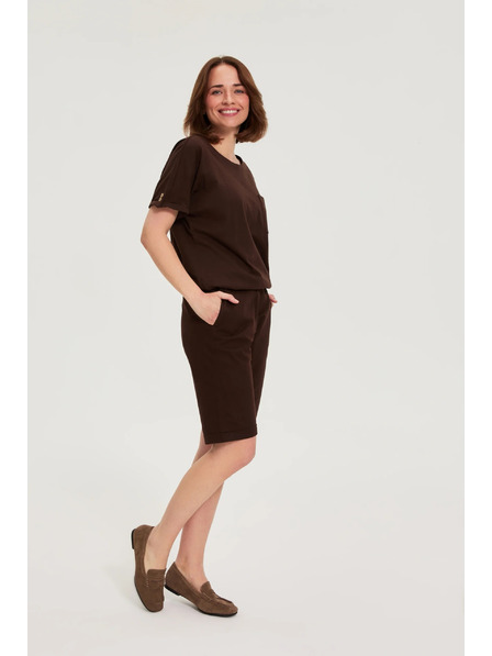 Moodo Bavlnené šortky hnedé Moodo