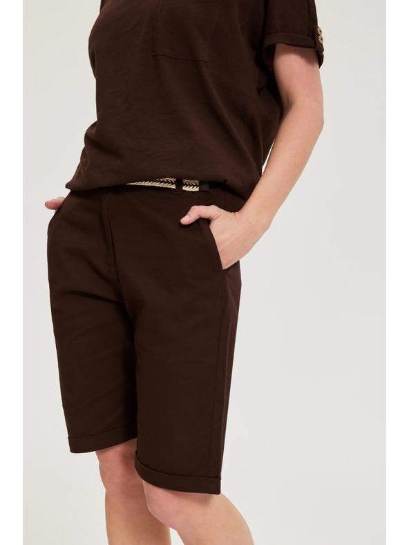 Moodo Bavlnené šortky hnedé Moodo