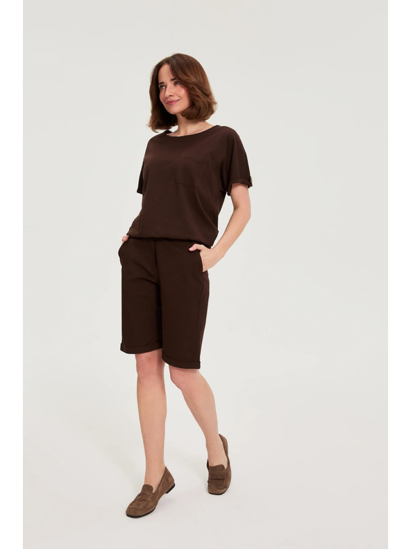 Moodo Bavlnené šortky hnedé Moodo