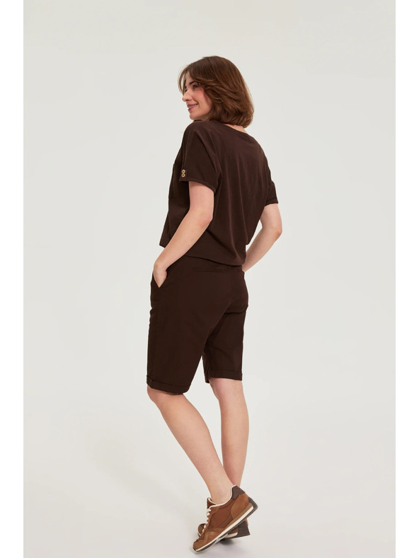 Moodo Bavlnené šortky hnedé Moodo