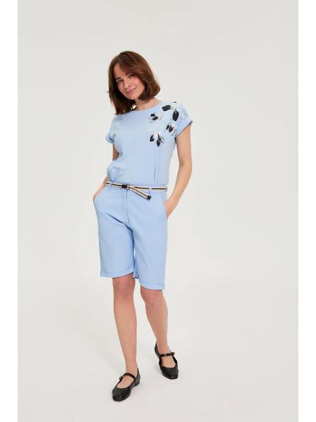 Moodo Bavlnené šortky nebesky modré Moodo