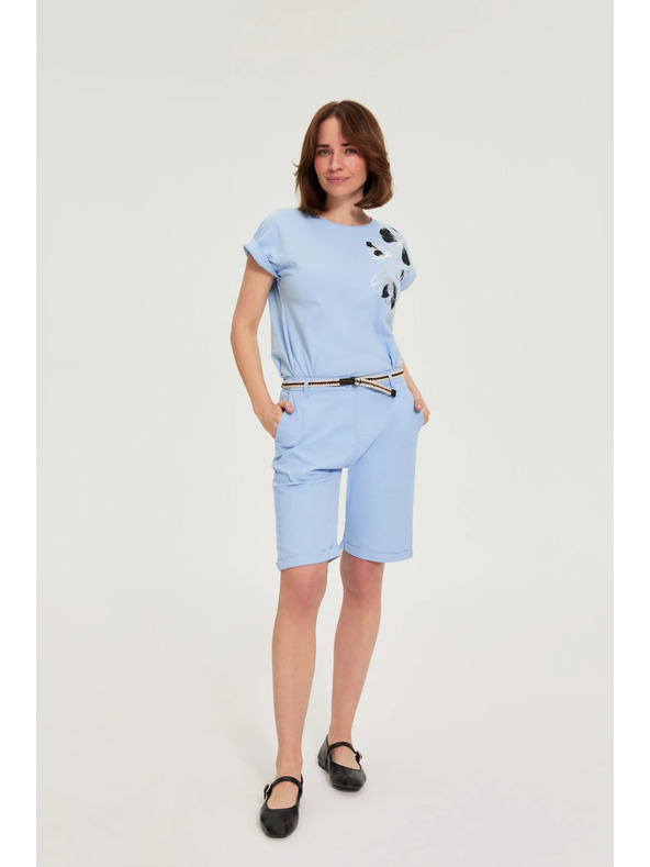 Moodo Bavlnené šortky nebesky modré Moodo
