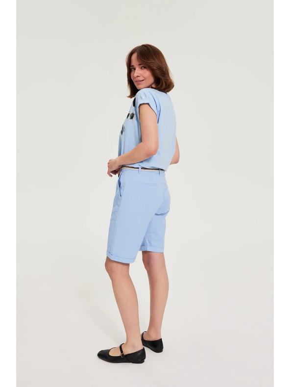Moodo Bavlnené šortky nebesky modré Moodo