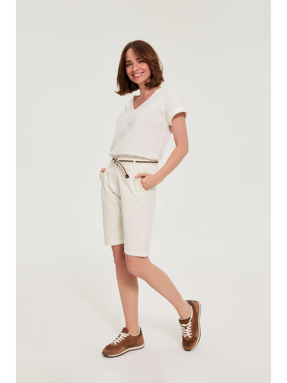 Moodo Bavlnené šortky biele Moodo