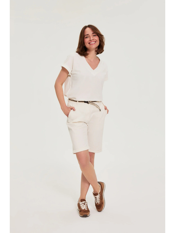 Moodo Bavlnené šortky biele Moodo