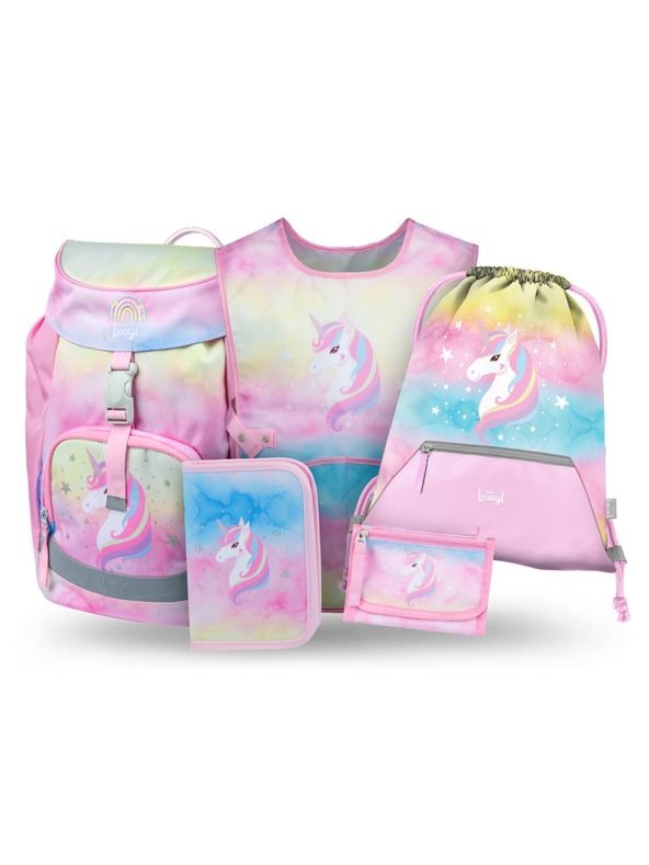 BAAGL  BAAGL SET 5 Airy Rainbow Unicorn: batoh, peračník, vrecko, zástena, peňaženka