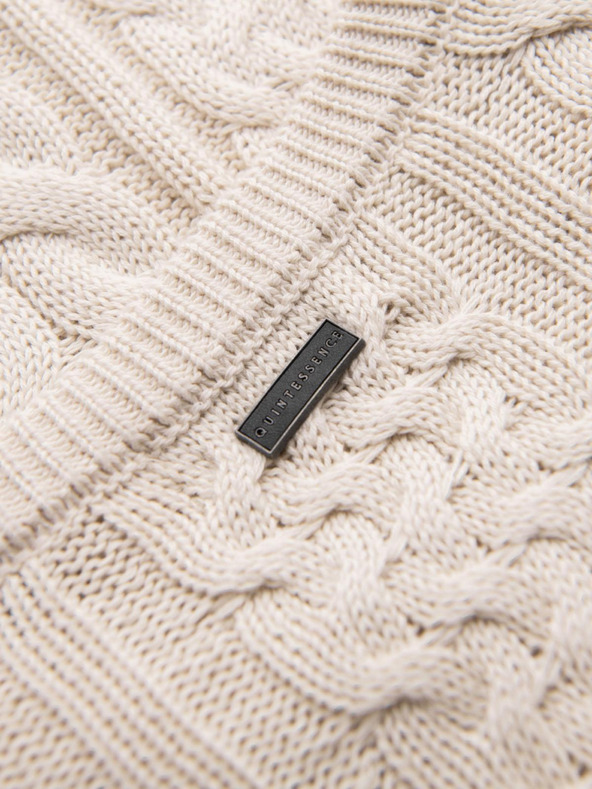 Ombre Clothing Elegantný pánsky sveter so zaujímavou väzbou - ecru V1 OM-SWSW-0173 Ombre Clothing